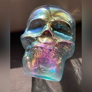 Iridescent skull candy jar